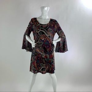 Women’s Large (L) Paisley Print WESTPORT 1962 Long Sleeve Mini Dress